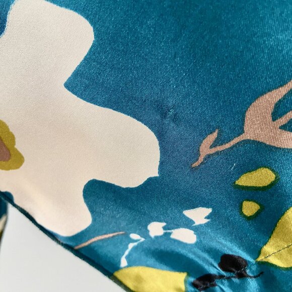 Teal Satin Floral Poncho - Size S - Picture 7 of 7